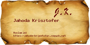 Jahoda Krisztofer névjegykártya